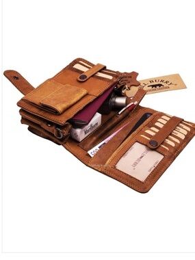 HILL BURRY Leather Crossbody Wallet Bag with Multiple Card Slots